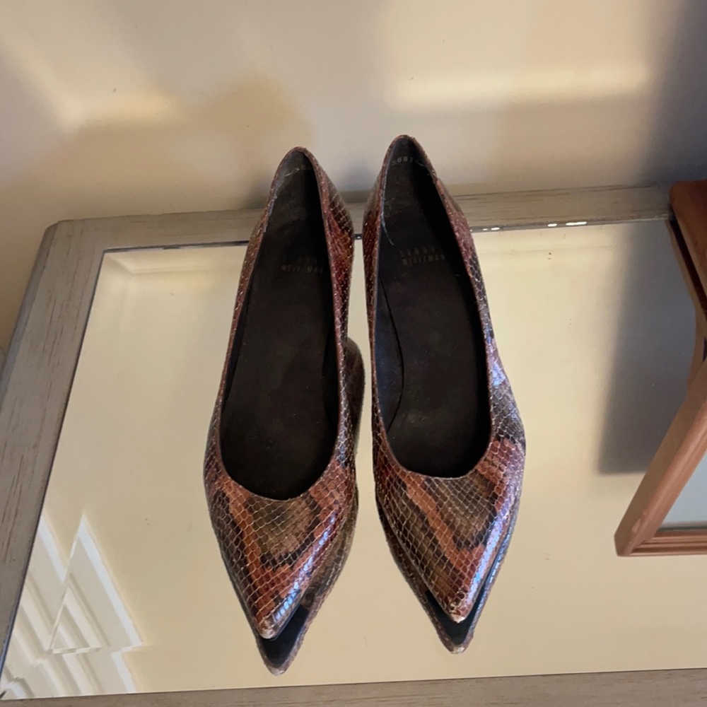 Python Stuart Weitzman kitten heel.